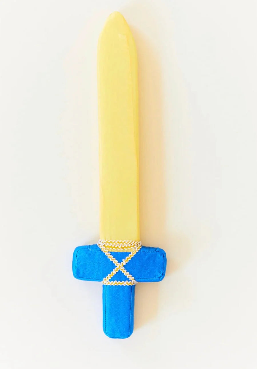 Blue and Gold Soft Sword - Silk + Foam for Dress Up Pretend Play
