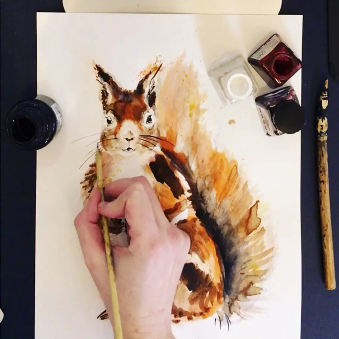 Kate Moby's Inky Squirrel Blank Greeting Card - Alder & Alouette