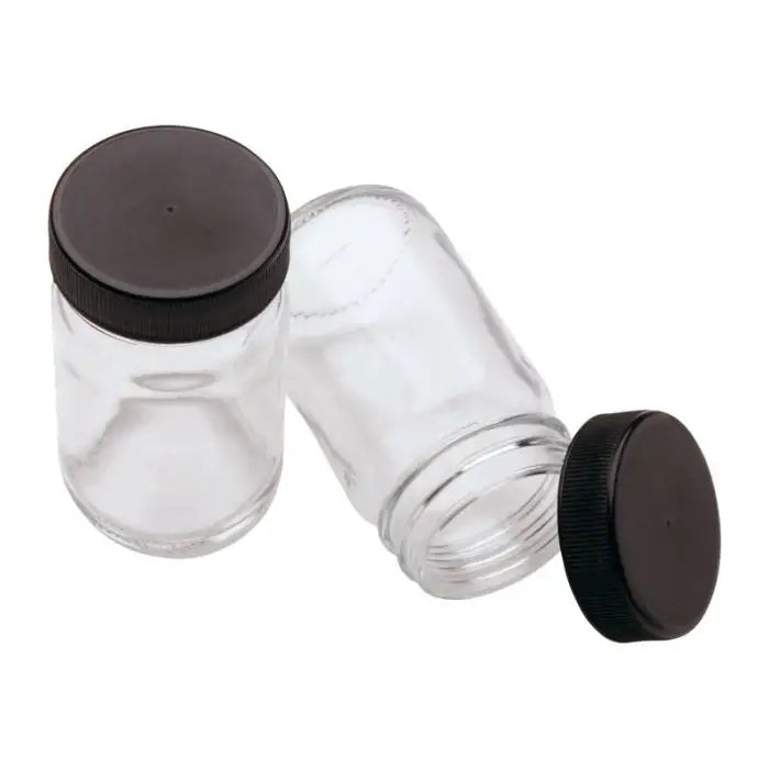 Two Watercolor Jars with black lids