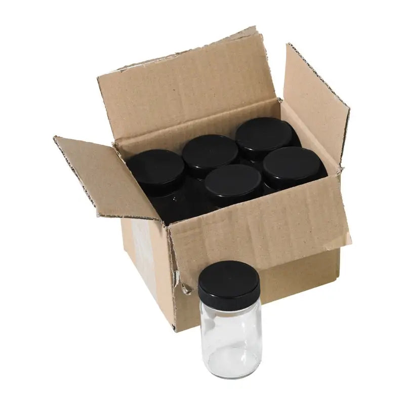 Open box of 6 Watercolor Jars with black lids