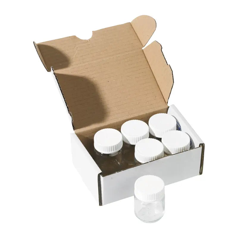 Open box of 6 Watercolor Jars with white lids