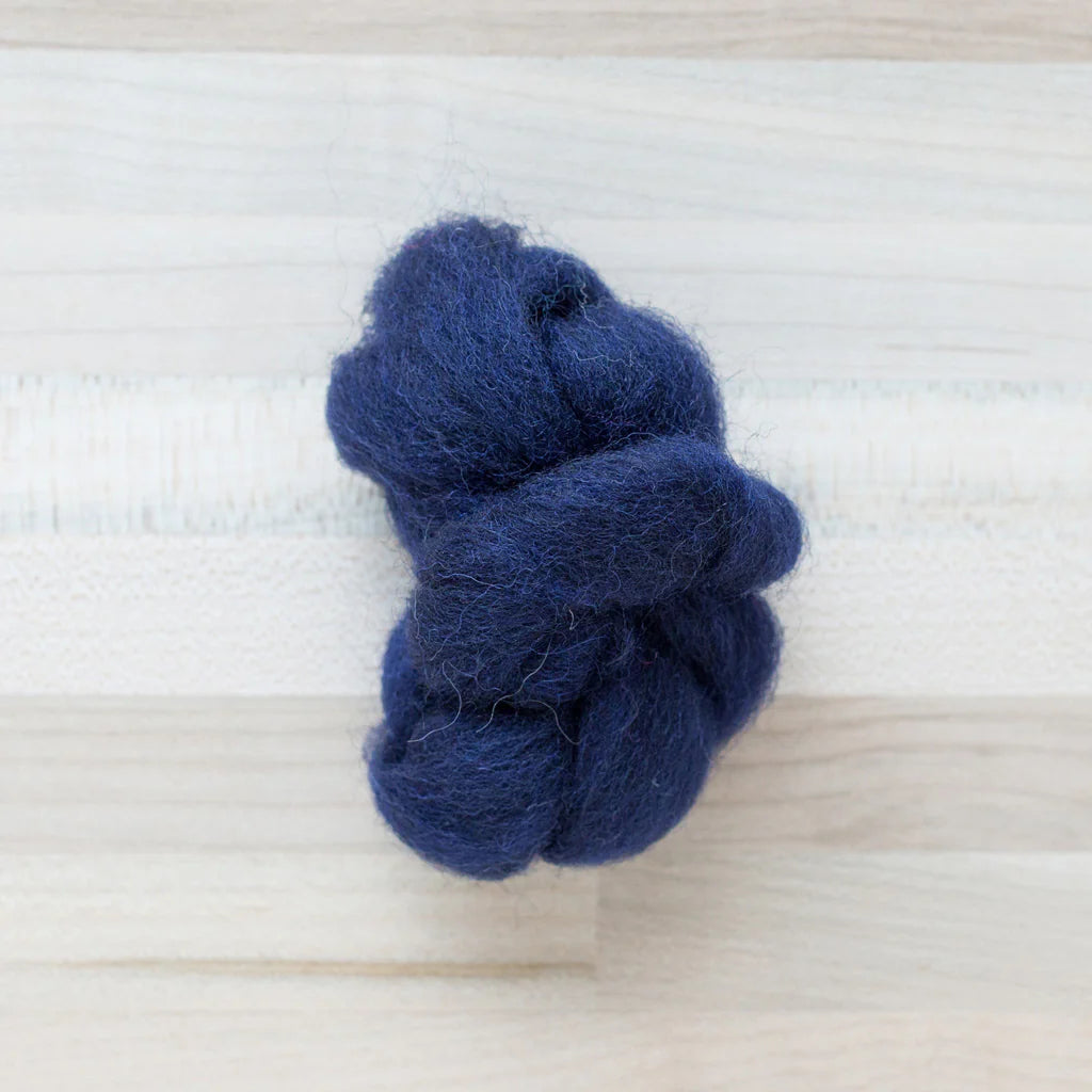 Indigo Wool Roving Felter's Flowing on tabletop