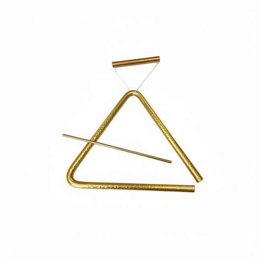 Bronze triangle bell on a white background