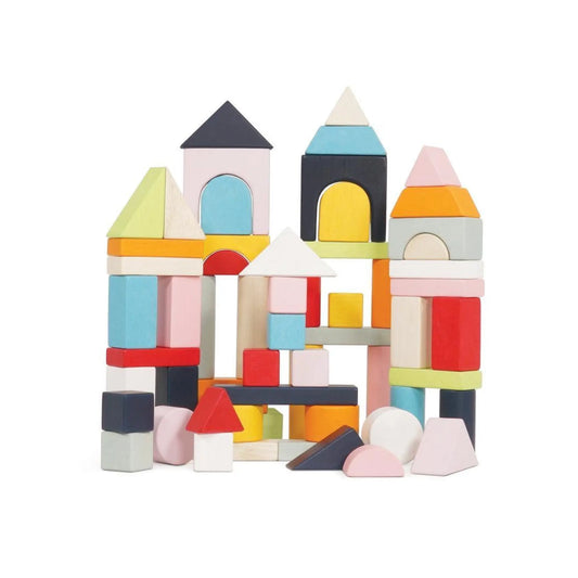 European wooden blocks for kids in multiple primary and secondary colors