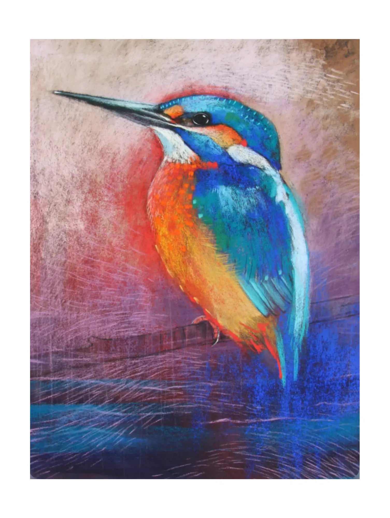 Colorful kingfisher bird painting on a textured background