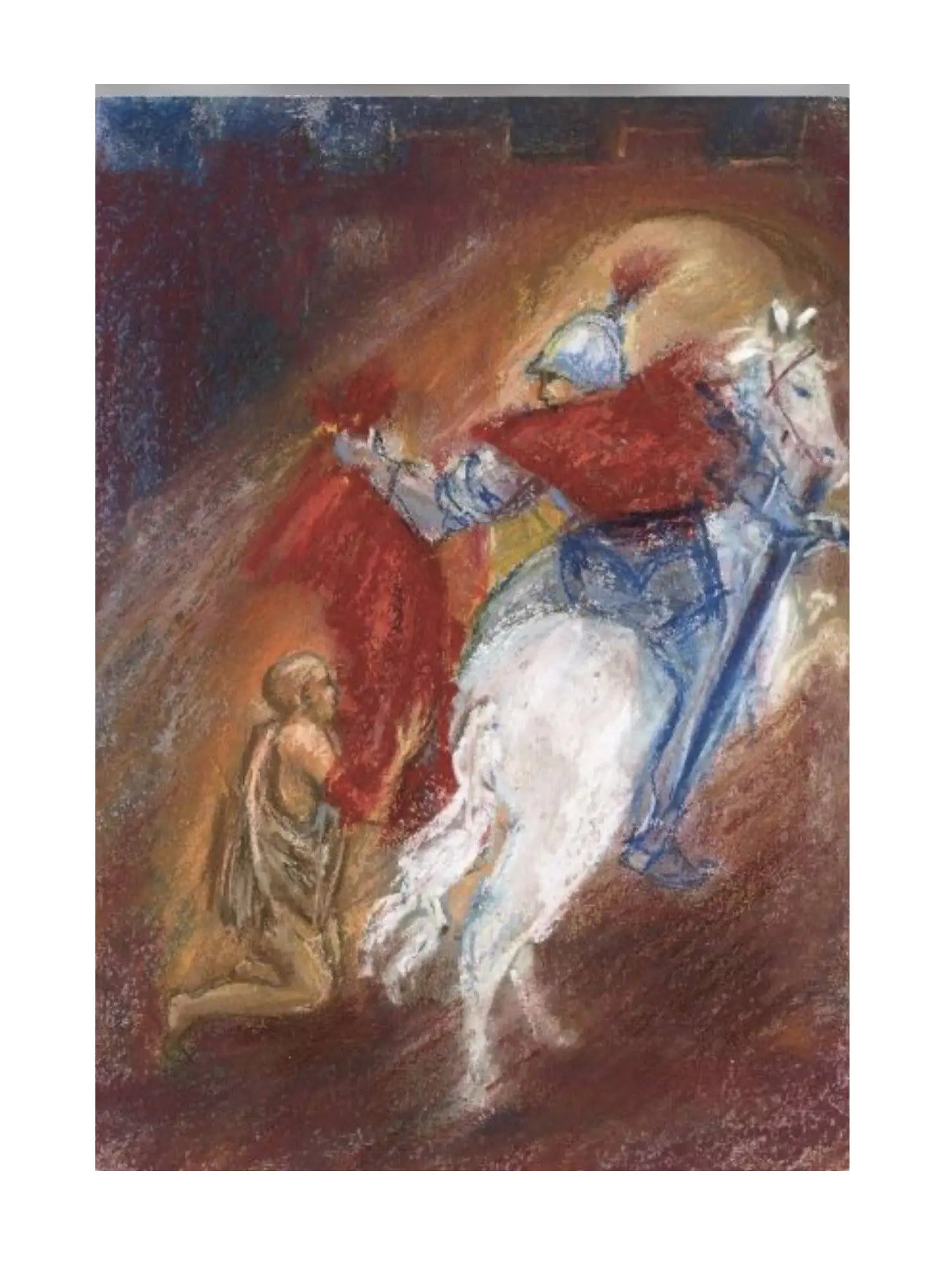 Saint Martin cutting off his cape to hand to a cold beggar