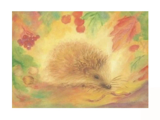Illustration of a hedgehog with a colorful background