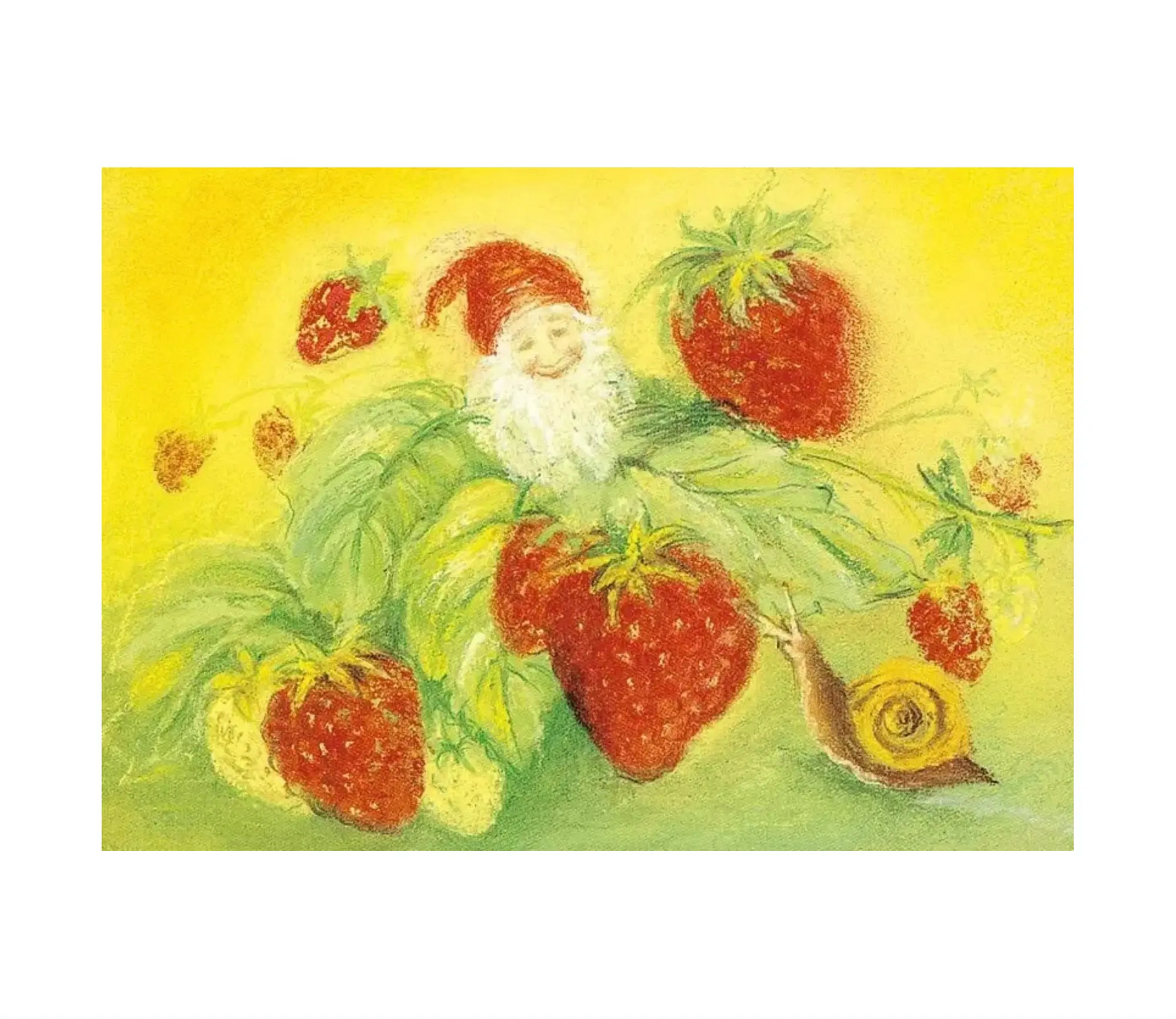Marjan van Zeyl Strawberry Gnome & Snail Postcard - Alder & Alouette