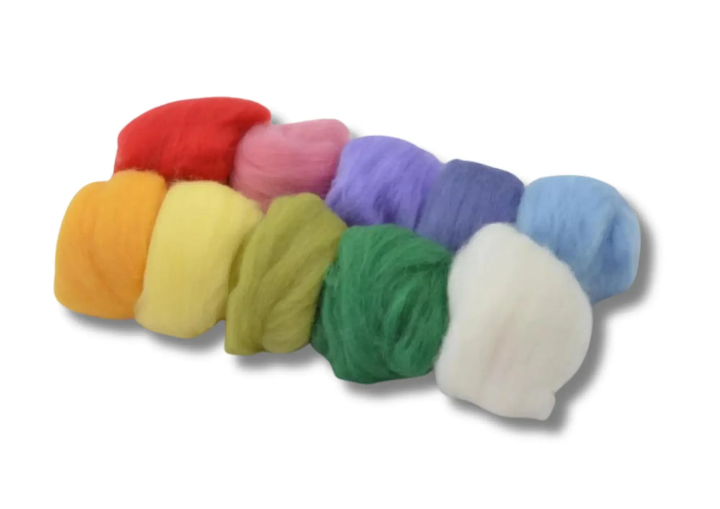 Set of Plant Dyed Merino Wool in Ten Colors on a white background