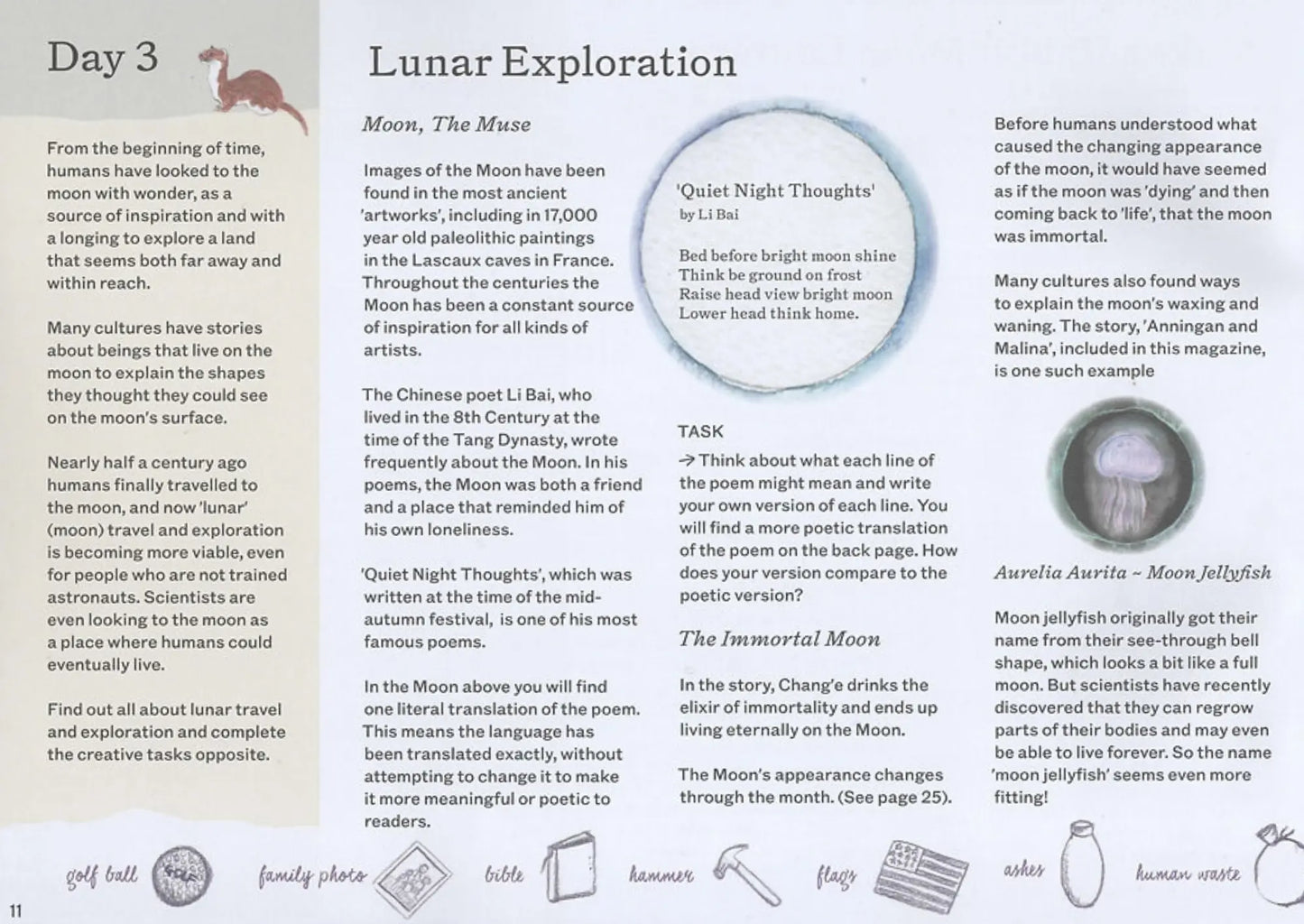 Moon lore for kids page from Moon Issue of A Year and a Day Children's Waldorf Magazine