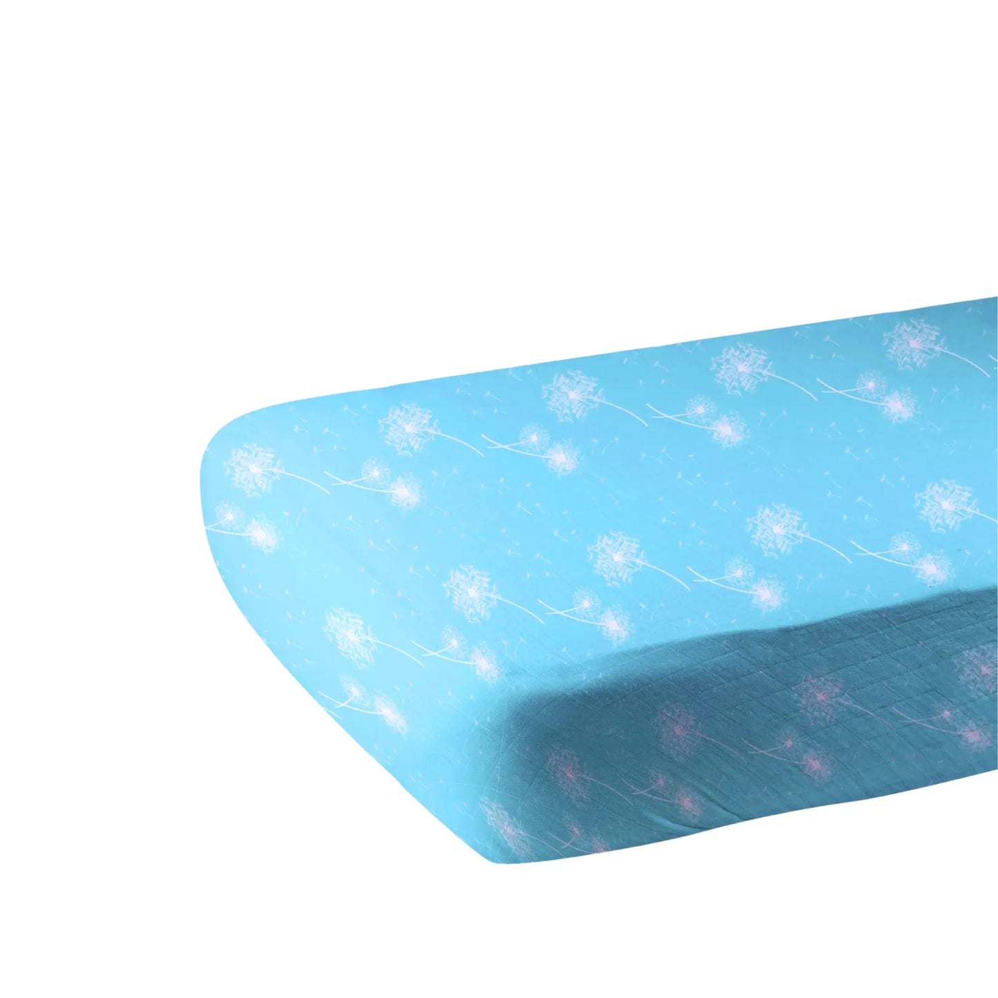 Aqua Dandelion Bamboo Muslin Crib Sheet – Baby Beddings - Alder & Alouette
