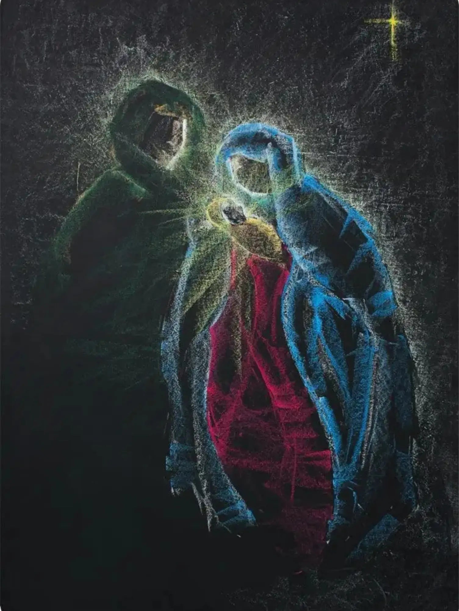 Christmas Card Nativity Scene of Mary, Joseph and Jesus