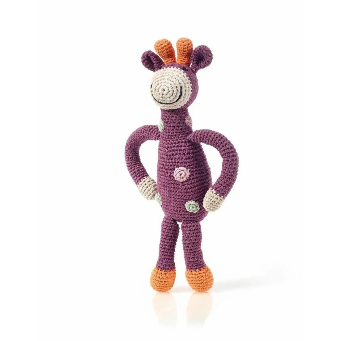 Hand-Crocheted Giraffe Baby Toy – Organic Cotton Rattle - Alder & Alouette