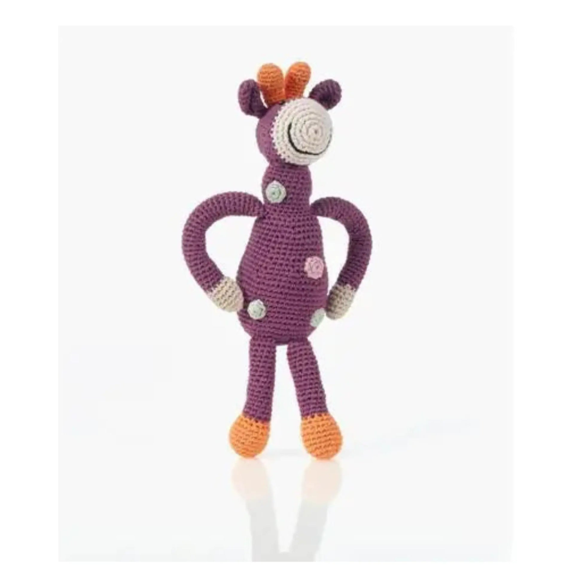 Hand-Crocheted Giraffe Baby Toy – Organic Cotton Rattle - Alder & Alouette