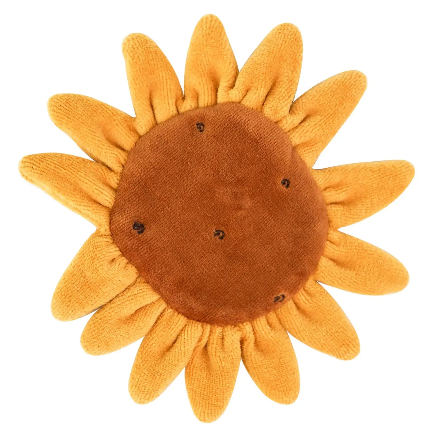 Sunflower baby crinkle toy made of organic cotton velour