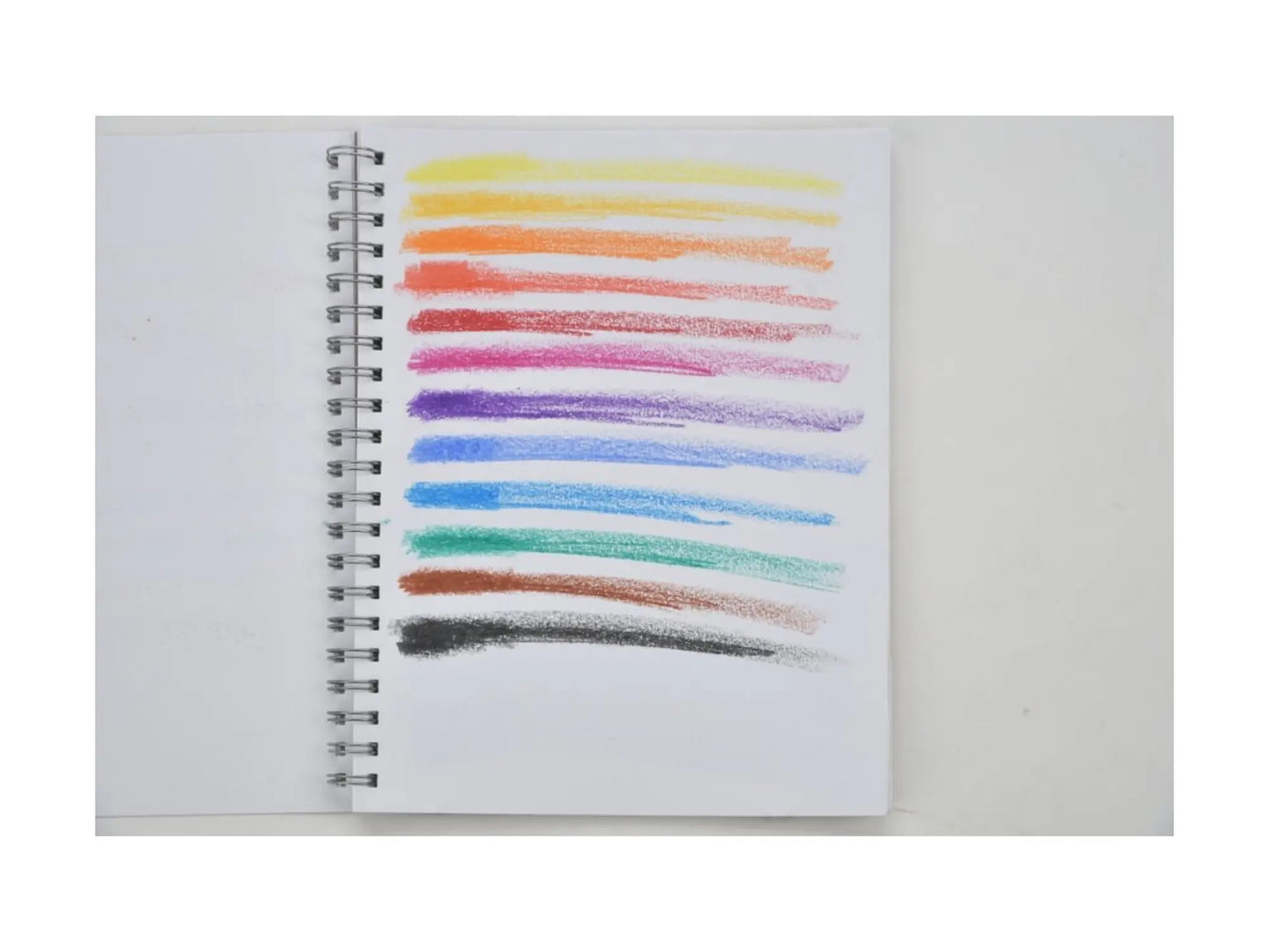 Color swatches on a spiral-bound notebook page