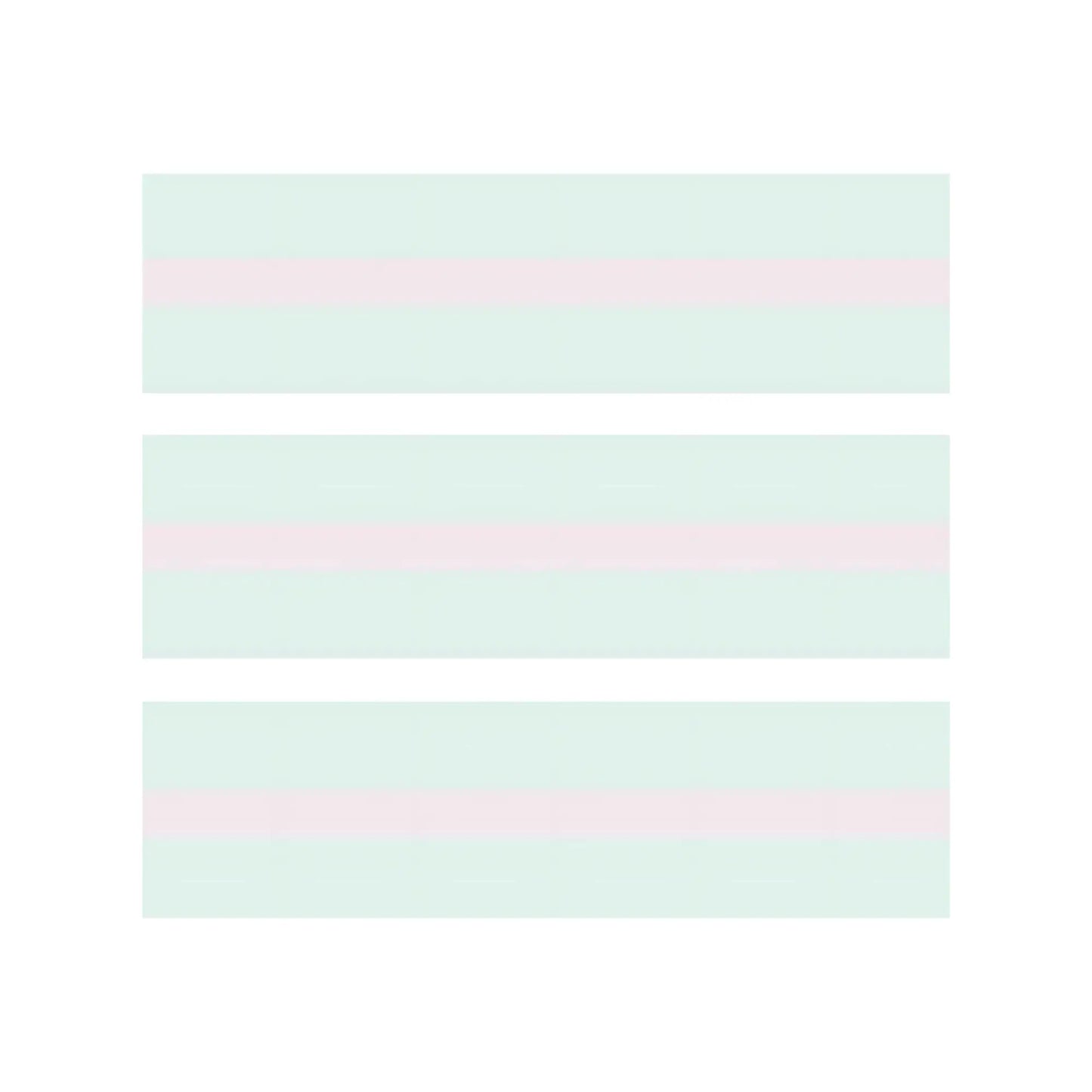 Three horizontal stripes from handwriting paper of different widths on a light green background