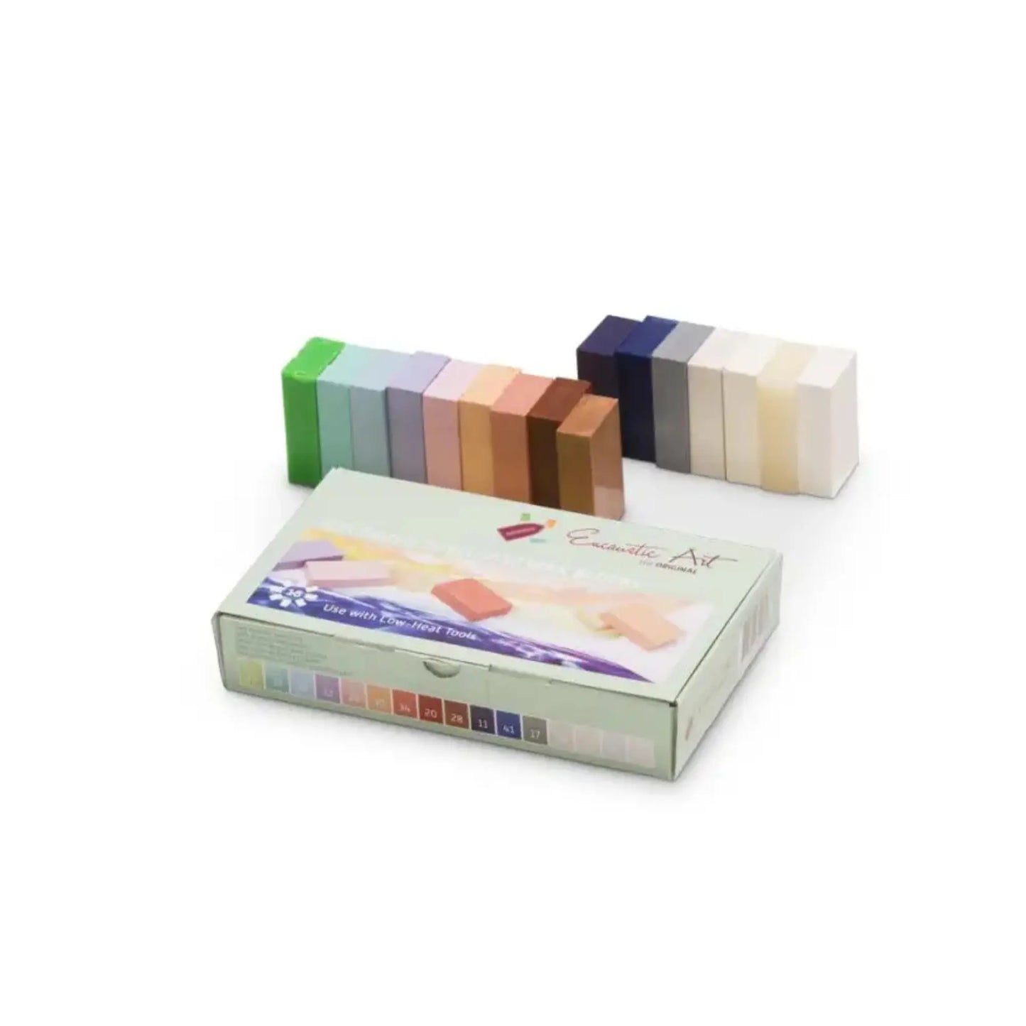 Encaustic Art Wax Block Set in the Pastel Color Scheme with box on white background