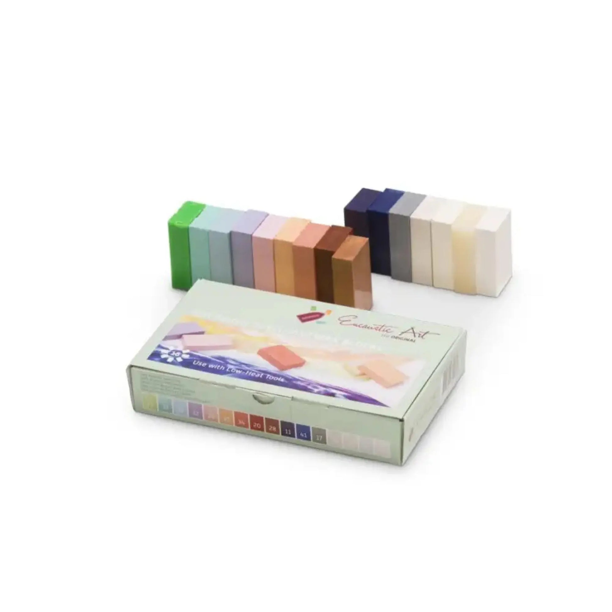 Encaustic Art Wax Block Set in the Pastel Color Scheme with box on white background