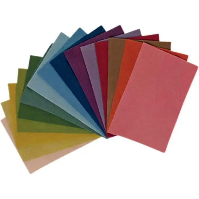 Plant Dyed Felt by Filges Fanned Out to show 15 colors on white background