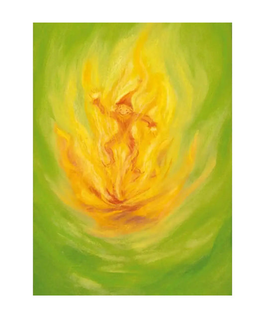 Fairy tale character Rumpelstiltskin dancing around a fire