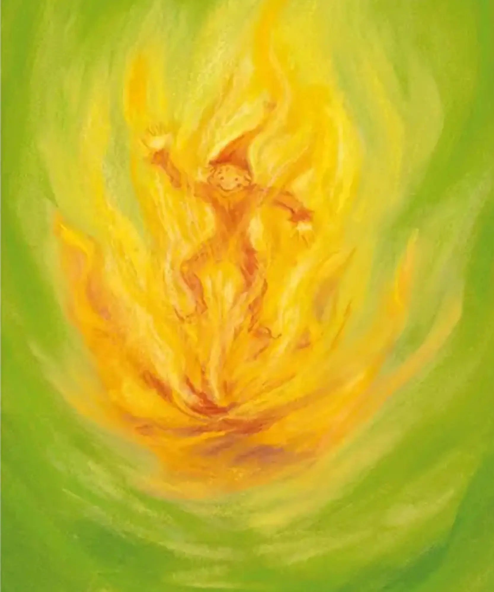 Fairy tale character Rumpelstiltskin dancing around a fire