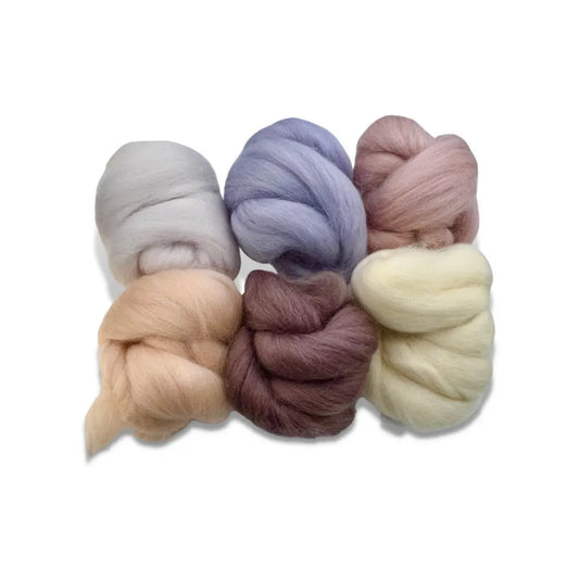 Sandy Beach Corriedale wool top bundle for spinning and felting