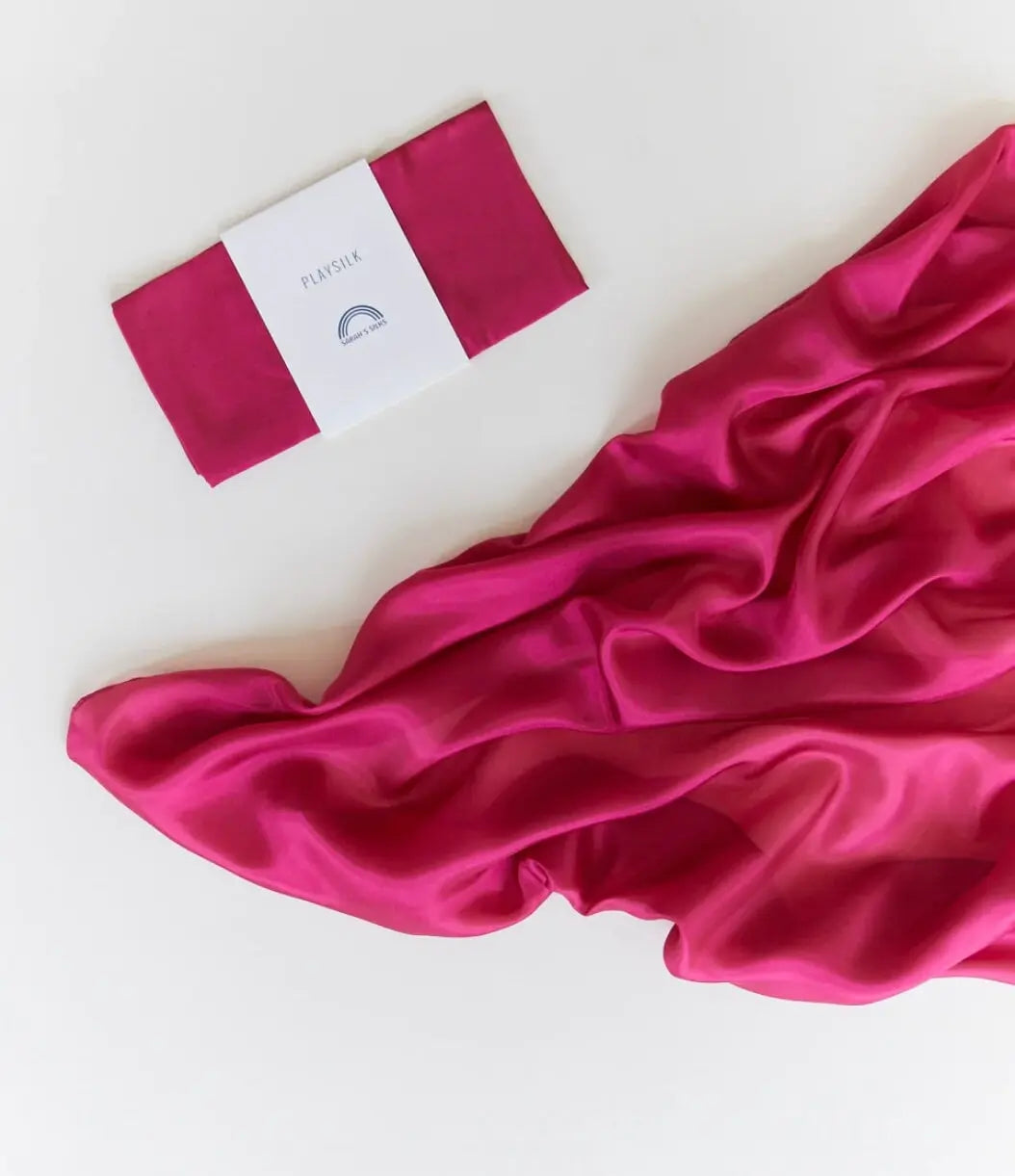 Sarah's Silks Playsilk in Red Violet on White Background