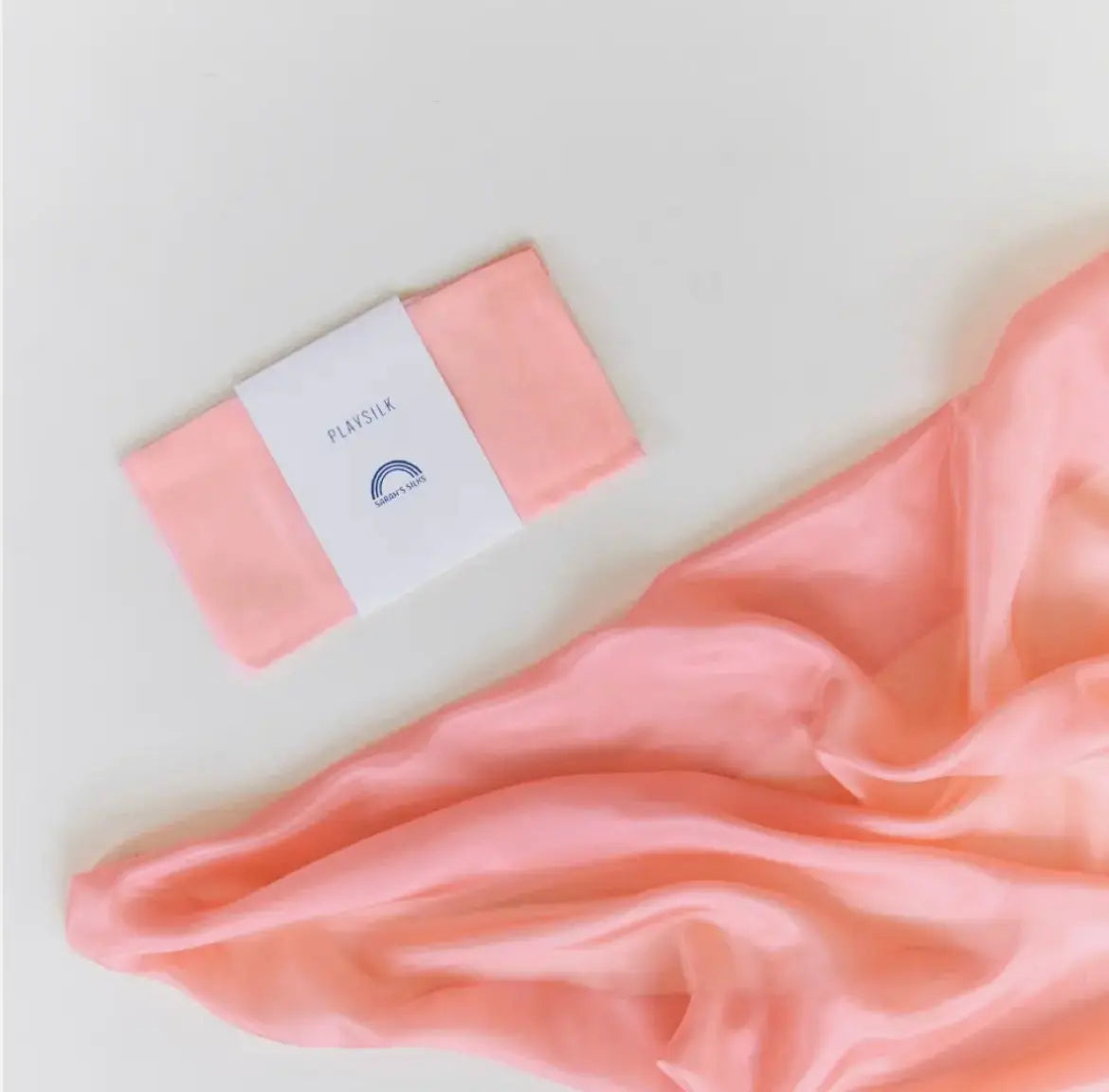 Sarah's Silks Playsilk in Peach on White Background