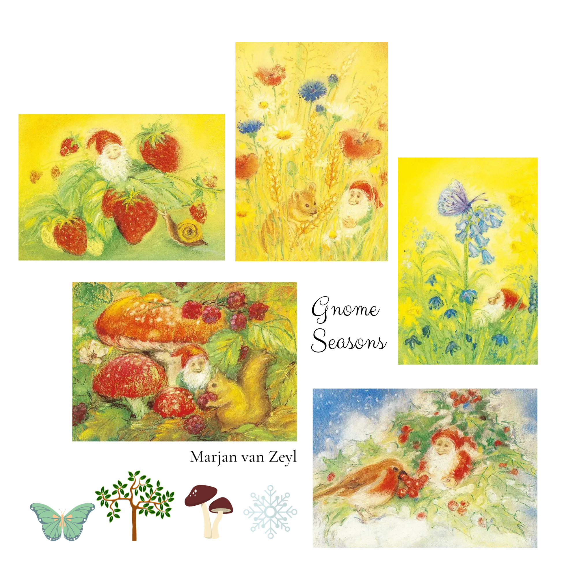 Marjan van Zeyl Gnome Seasonal Postcard Set - Alder & Alouette