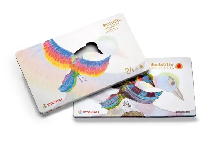 24 count Stockmar colored pencils with bird on the front of the tin