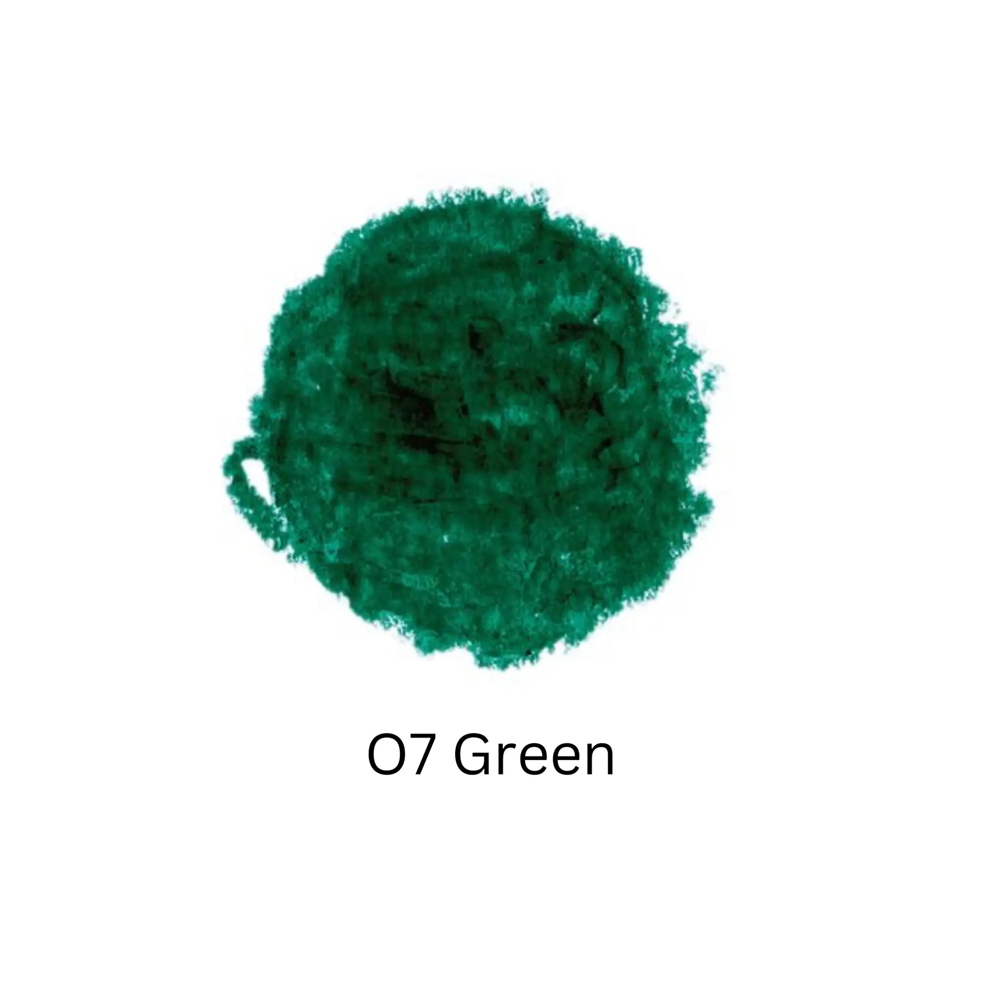 Green color swatch with code 'O7 Green' on a white background