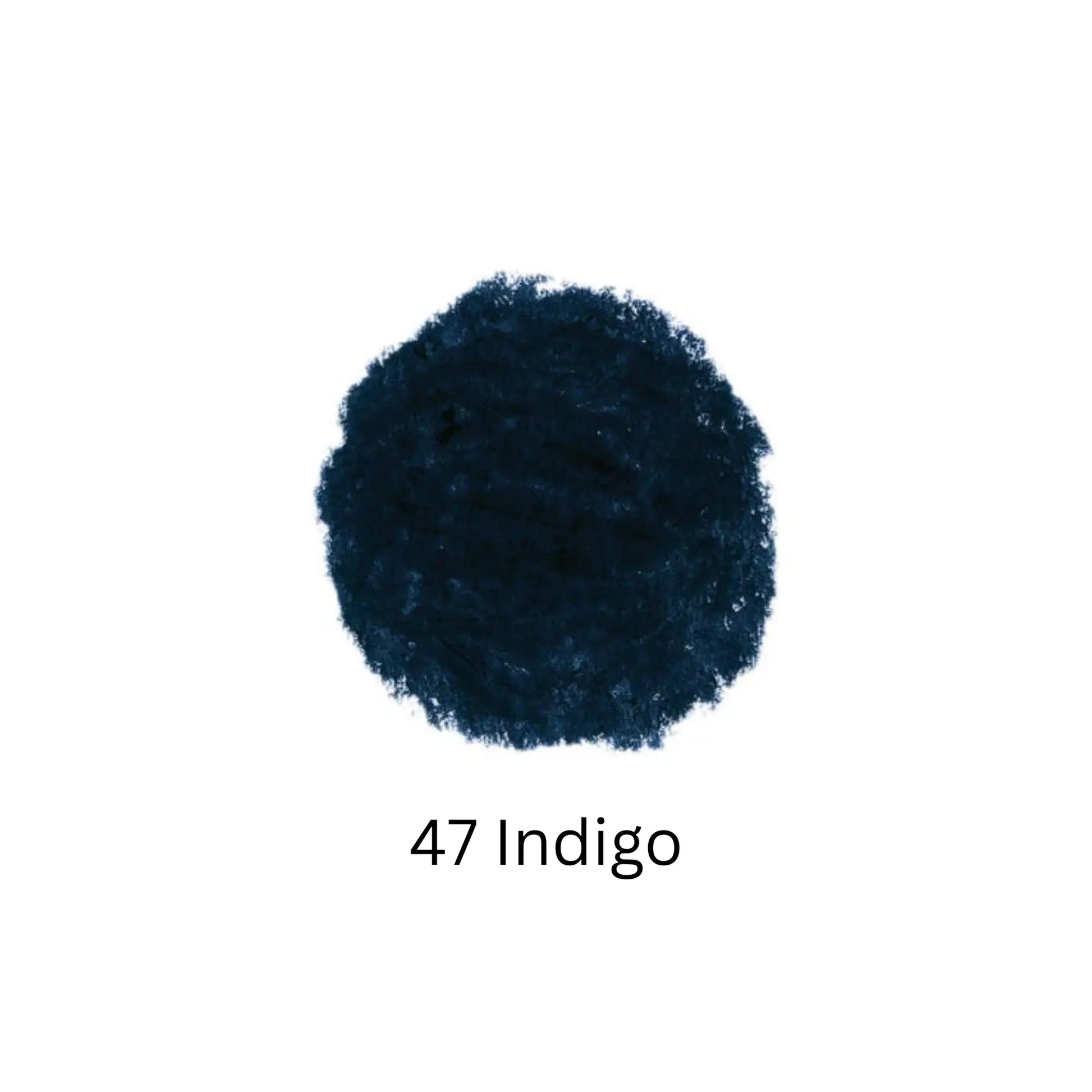 Indigo color swatch with code '47' on a white background