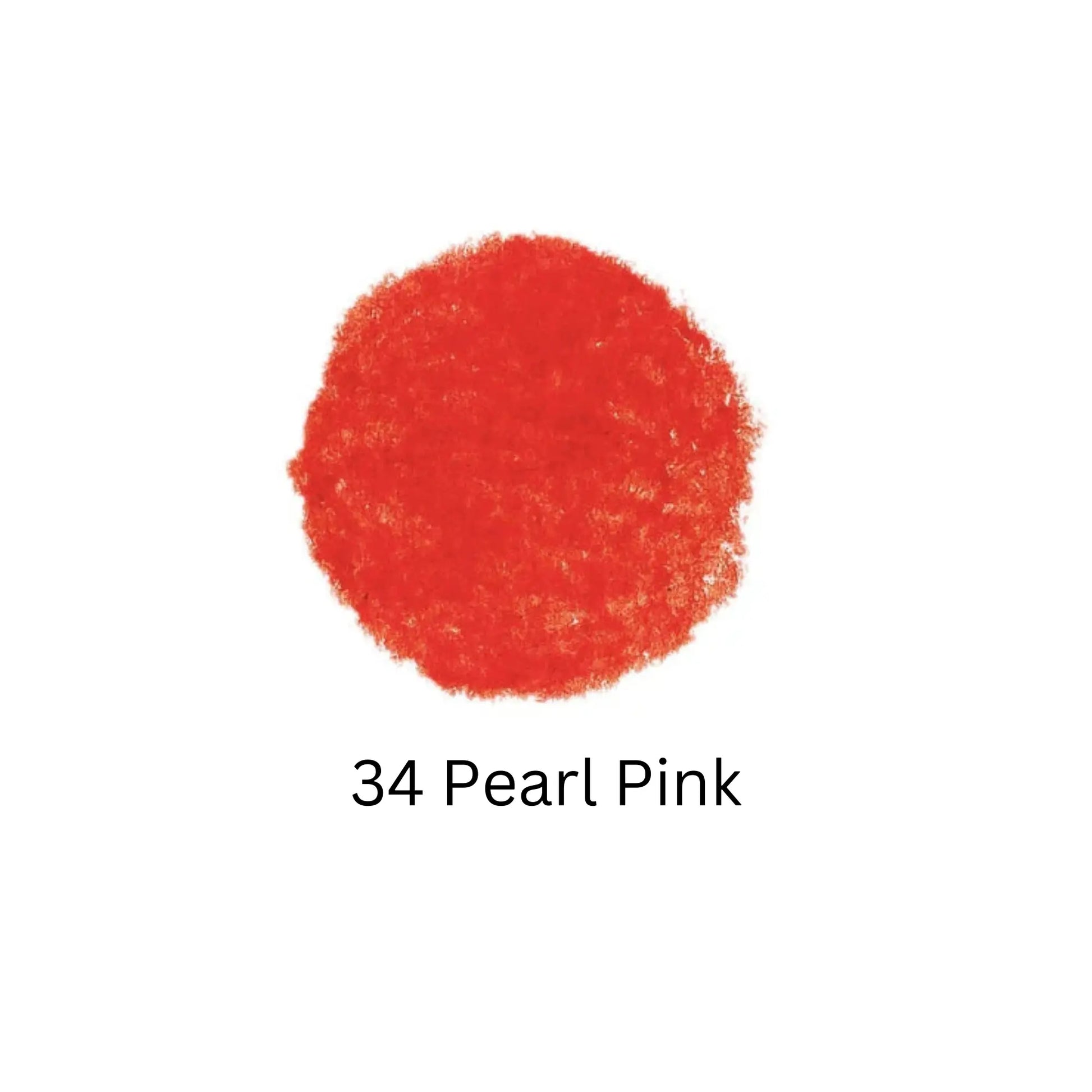 Red color swatch labeled '34 Pearl Pink' on a white background
