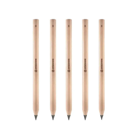 Five Stockmar graphite pencils with a thick, ergonomic pencil barrel