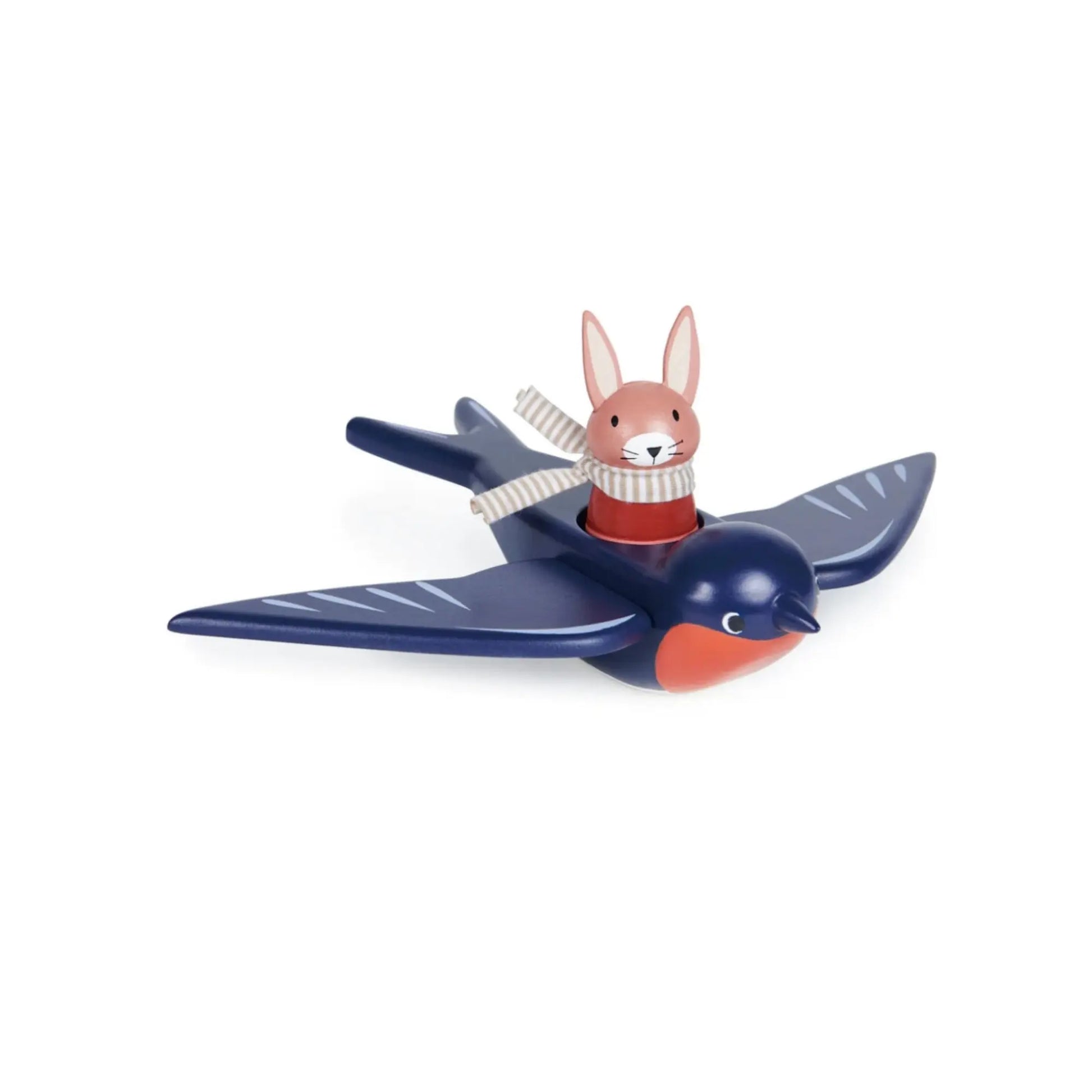 Toy airplane bird with a rabbit character inside on a white background