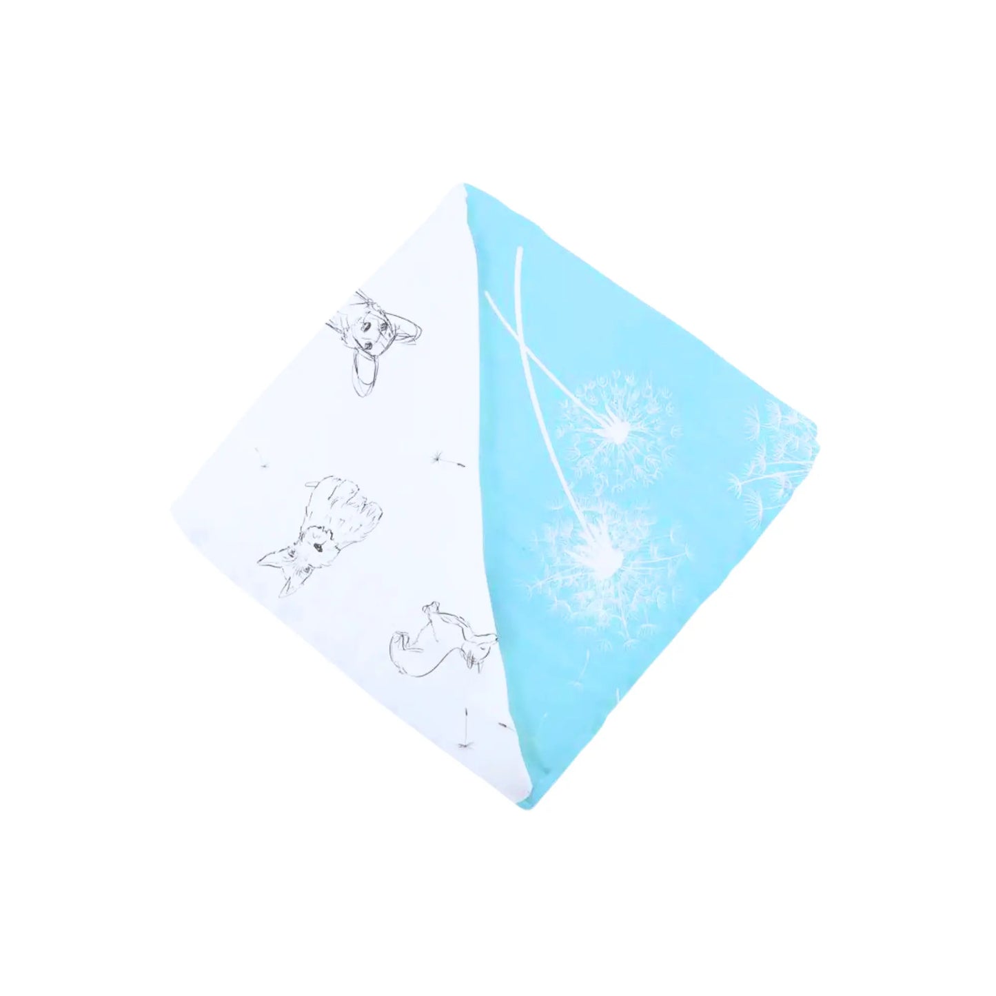 Aqua Dandelion & Puppy Bamboo Muslin Blanket Quilt | Alder & Alouette
