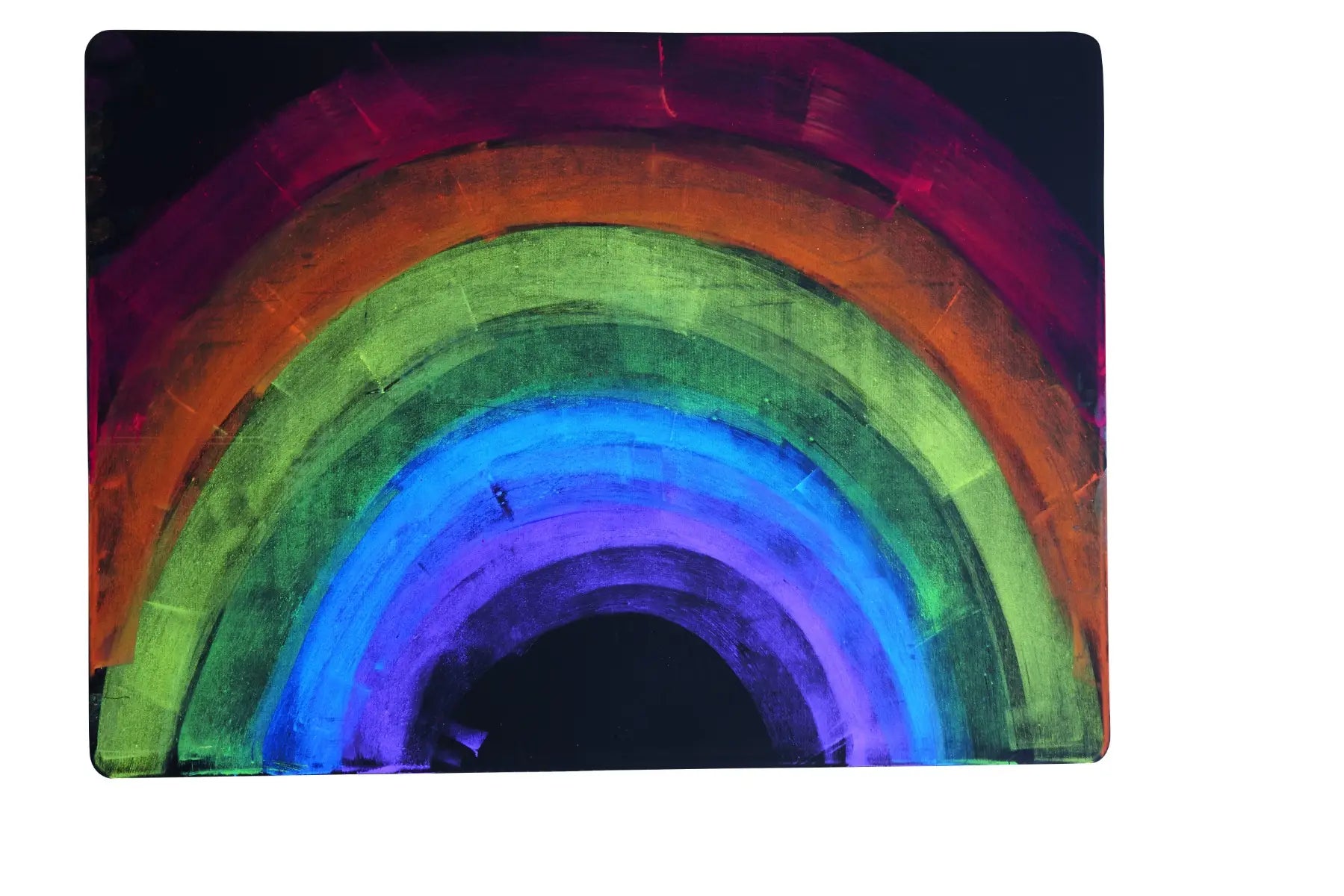 Colorful rainbow design on a blackboard background