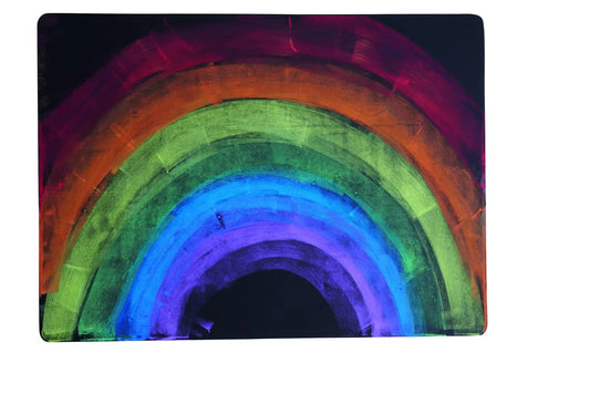 Colorful rainbow design on a blackboard background
