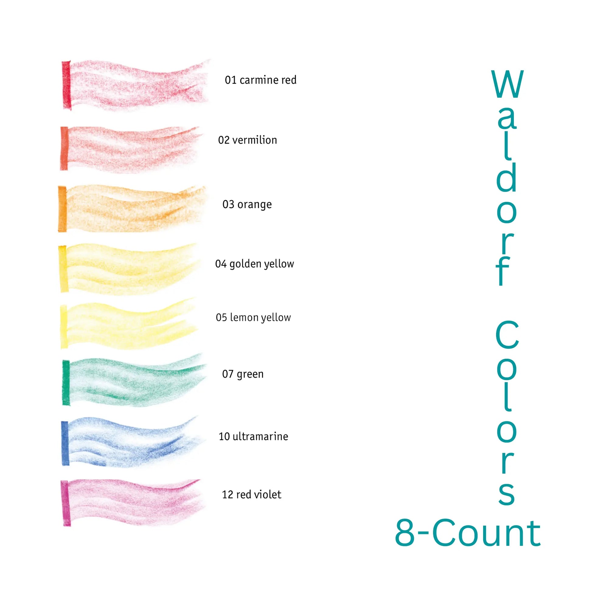 Color swatches labeled with names and numbers on a white background