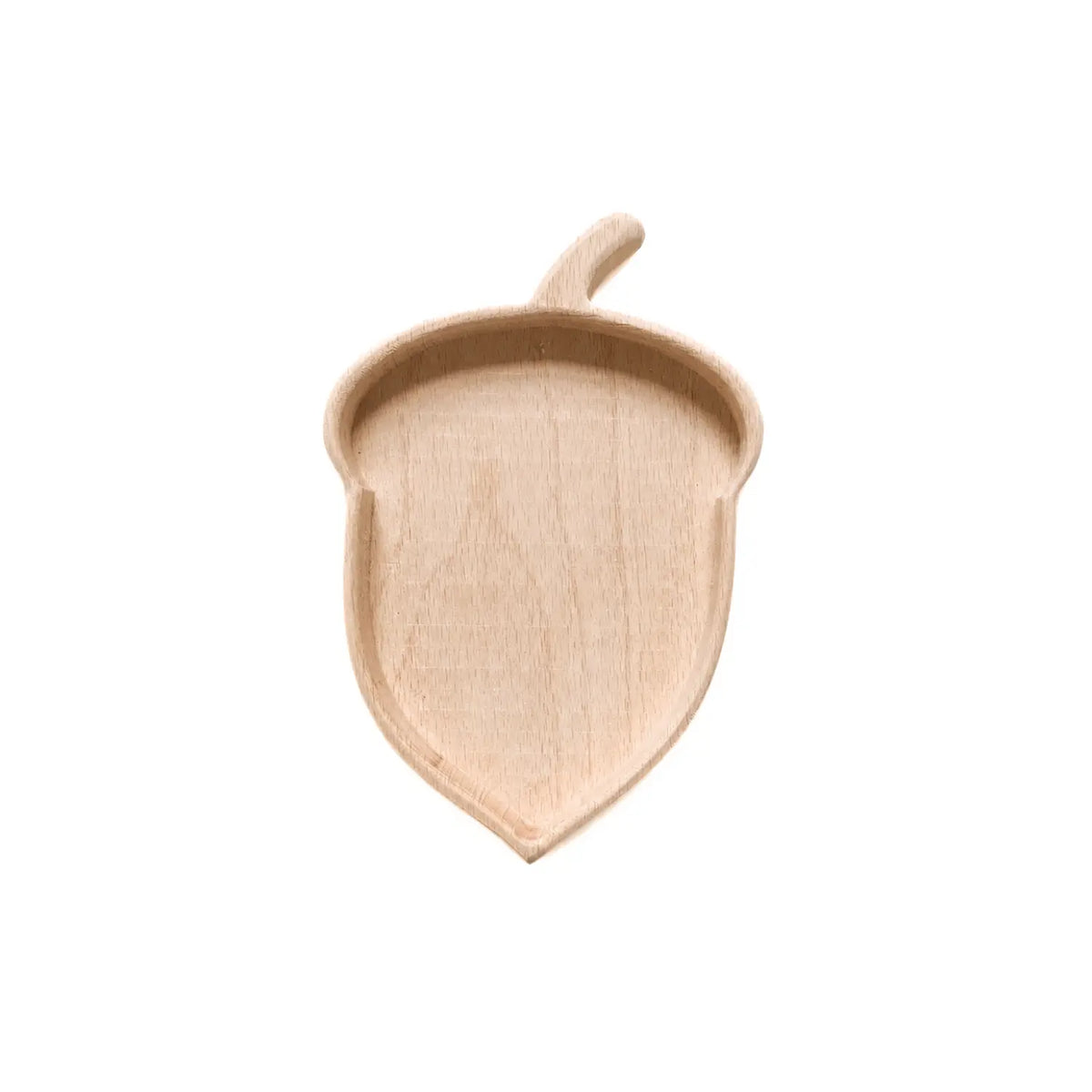 Acorn-shaped solid beech wood nature table tray shown empty on a clean white background.