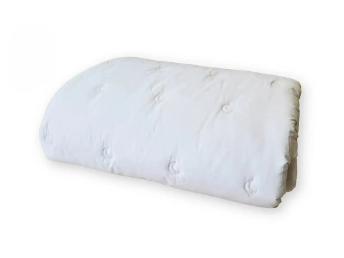 Flat view of alpaca wool comforter showing even loft and quilted structure