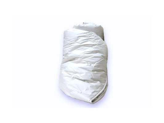 Alpaca wool comforter with organic cotton cover showing soft loft and natural drape