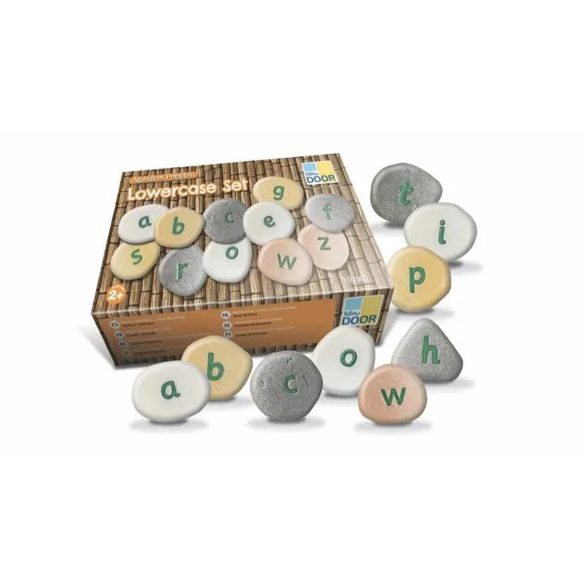 Alphabet pebbles lowercase set in a box by Yellow Door