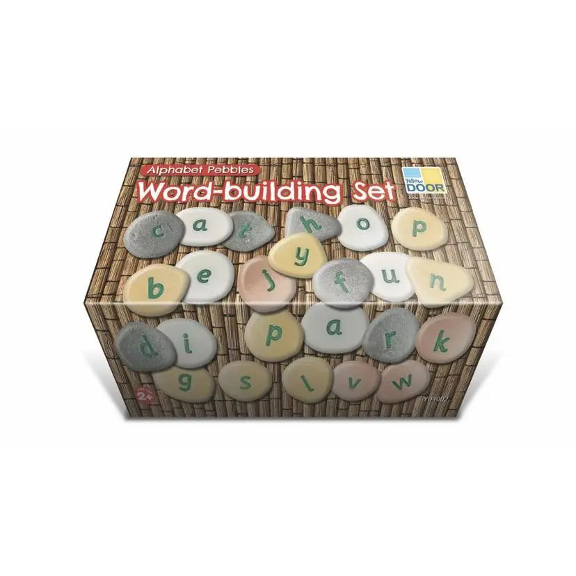 A box of word building set alphabet pebbles