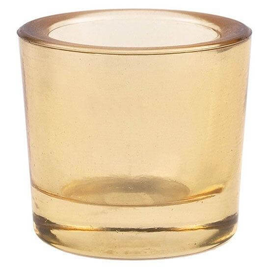 Clear glass candle holder on a white background