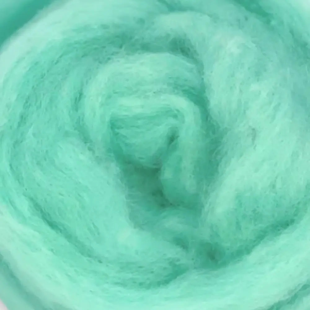 Close-up of teal wool fibers