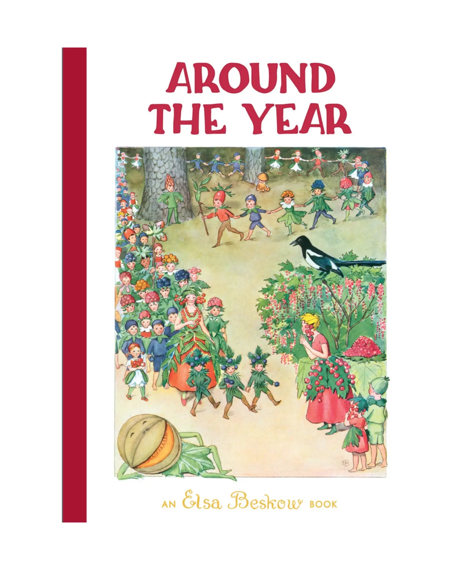 Book cover of 'Around the Year' with colorful illustration of fairies in a garden.