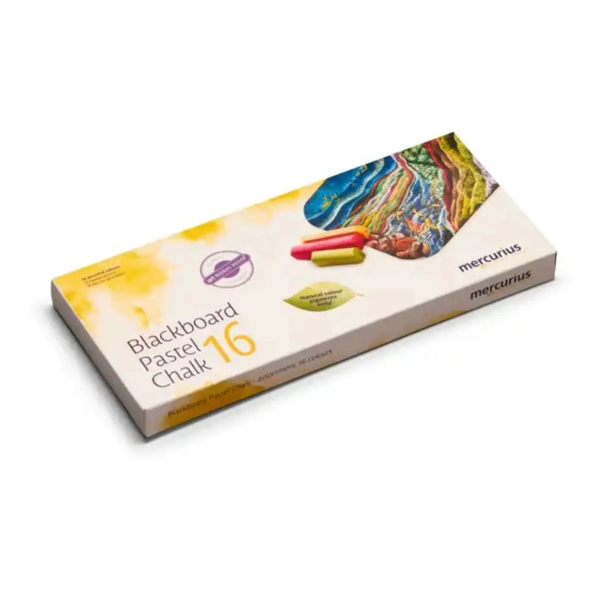 Box of mercurius blackboard pastel chalk on a white background