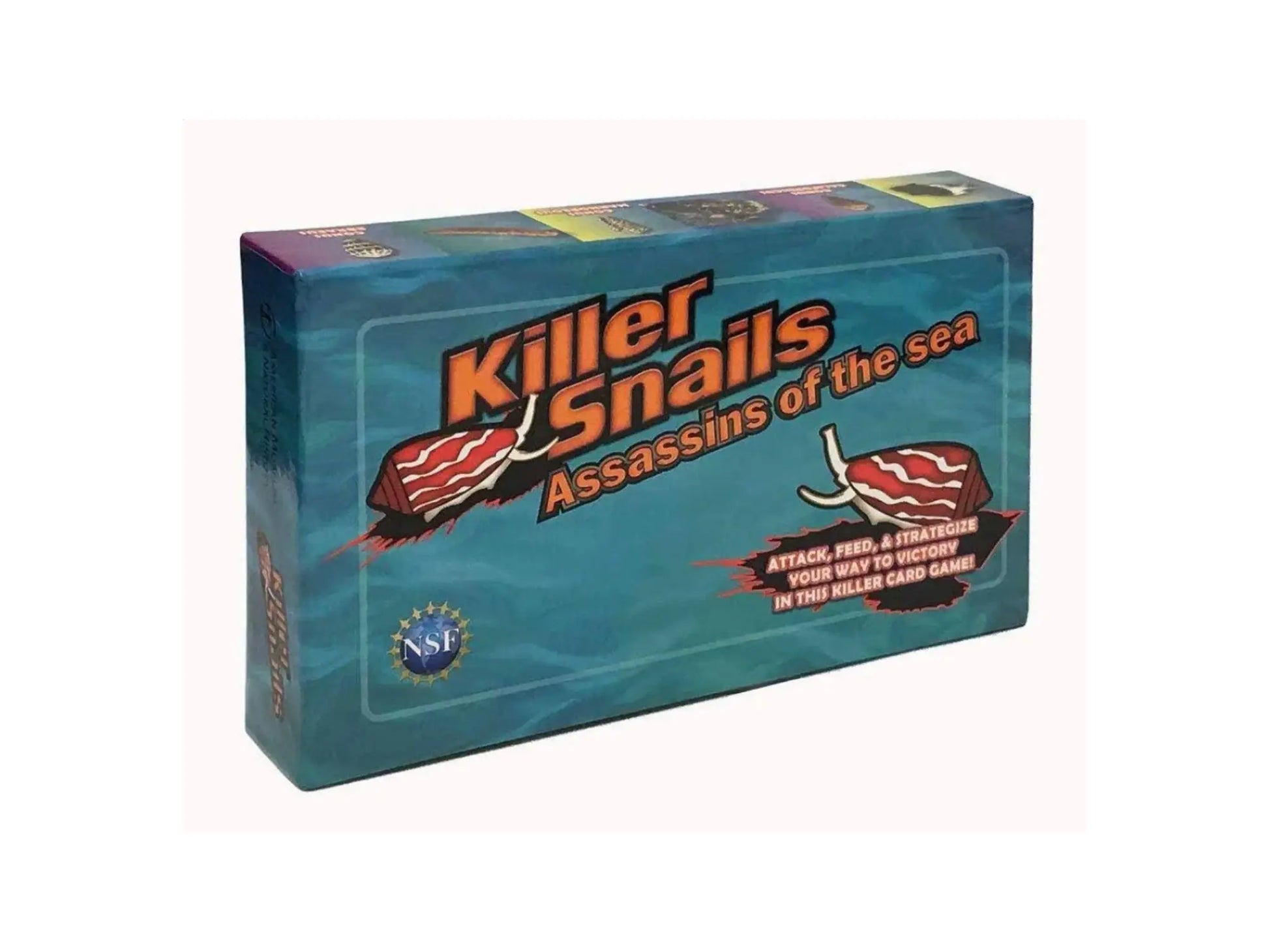 Board game box titled 'Killer Snails Assassins of the Sea' on a white background